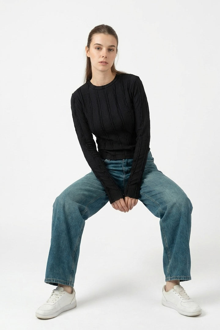 Bigdart Blouse Tricotée Texturée Femme 980 - Noir