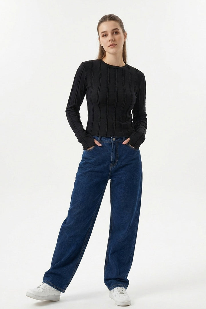 Bigdart Blouse Tricotée Texturée Femme 980 - Noir