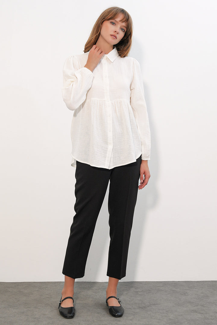Bigdart Chemise oversize en lin texturé pour femme 20381 - Blanc