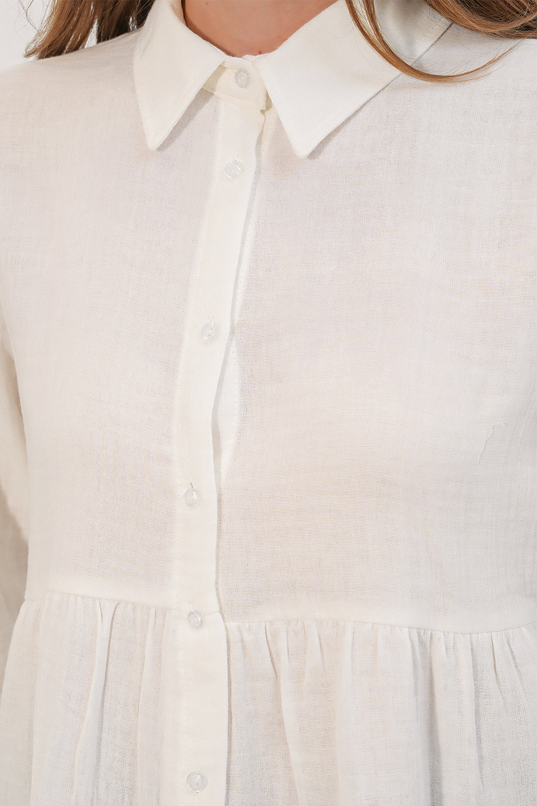 Bigdart Chemise oversize en lin texturé pour femme 20381 - Blanc