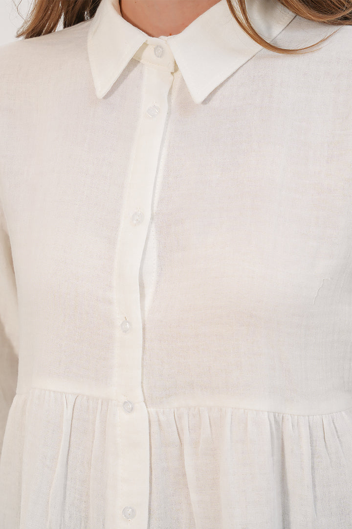 Bigdart Chemise oversize en lin texturé pour femme 20381 - Blanc