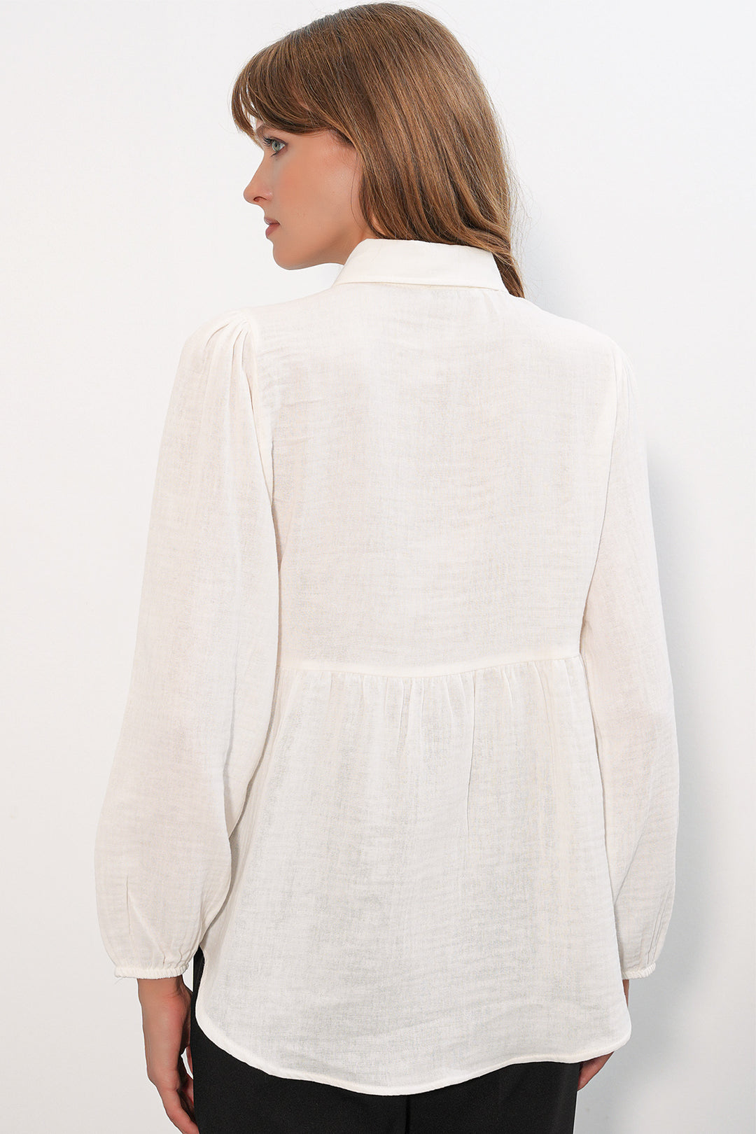 Bigdart Chemise oversize en lin texturé pour femme 20381 - Blanc