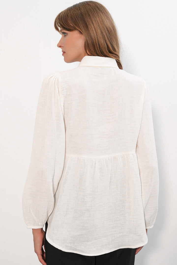 Bigdart Chemise oversize en lin texturé pour femme 20381 - Blanc