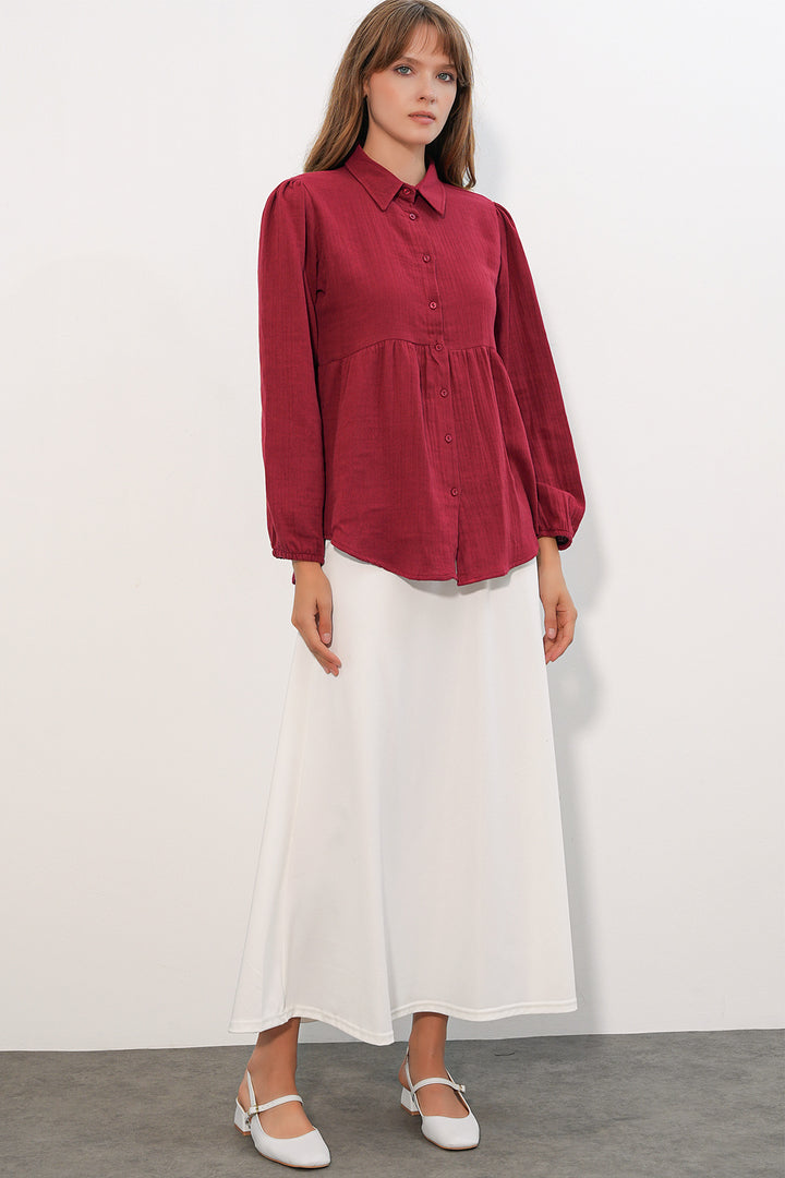 Bigdart Chemise oversize en lin texturé pour femme 20381 - Bordeaux