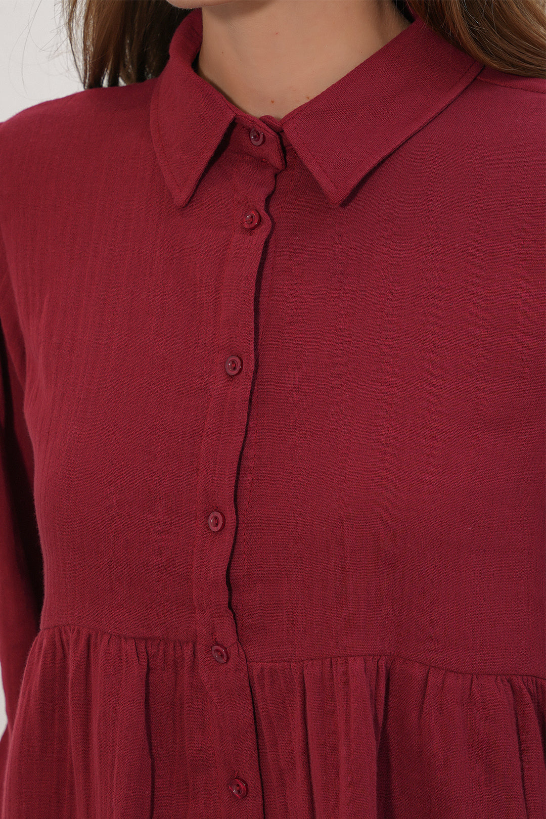 Bigdart Chemise oversize en lin texturé pour femme 20381 - Bordeaux