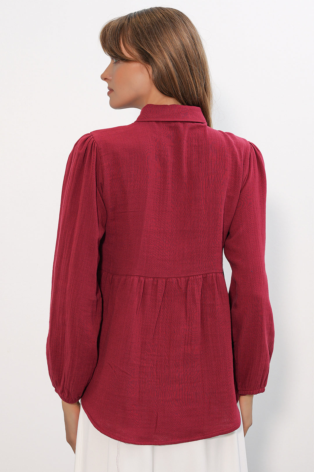 Bigdart Chemise oversize en lin texturé pour femme 20381 - Bordeaux