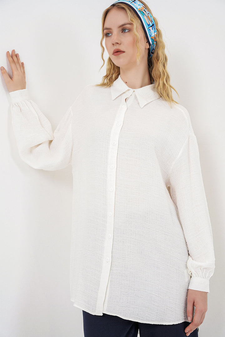 Bigdart Tunique Oversize Texturée Femme 5989 - Blanc