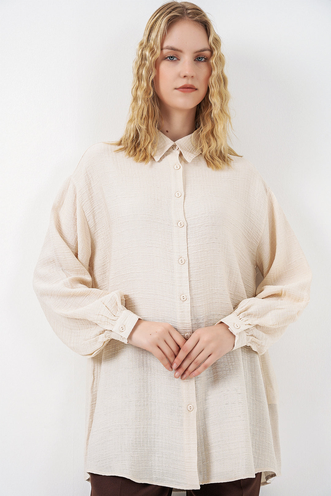 Bigdart Tunique Oversize Texturée Femme 5989 - Crème