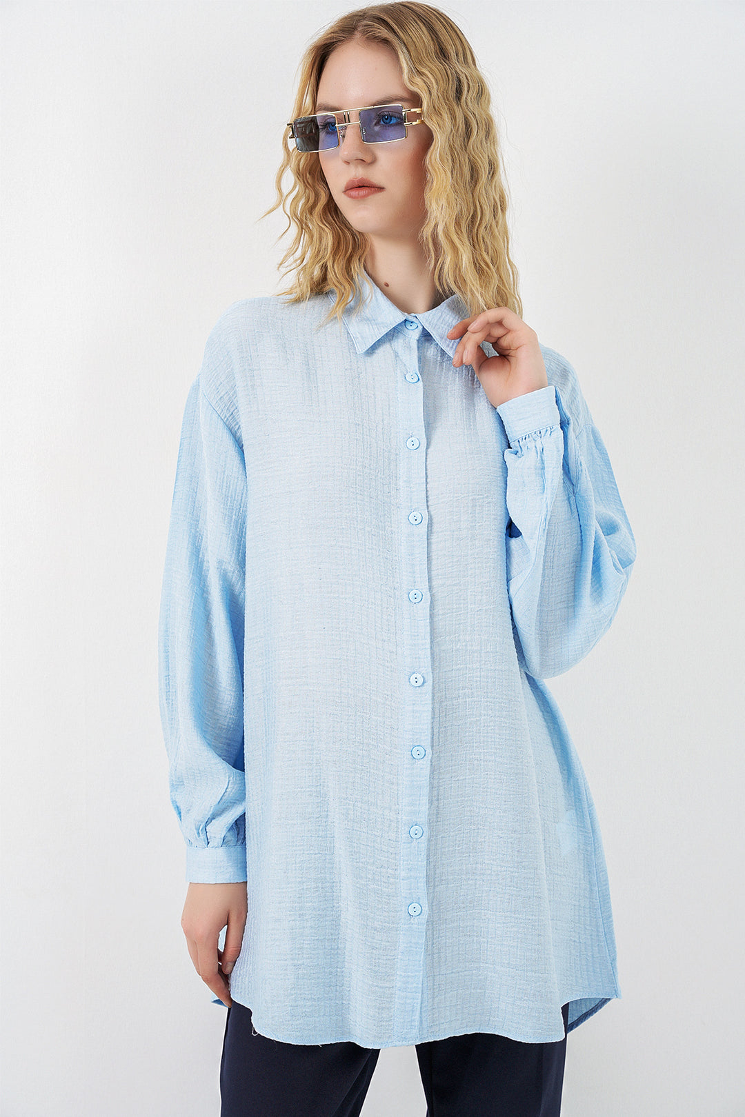 Bigdart Tunique Oversize Texturée Femme 5989 - Bleu