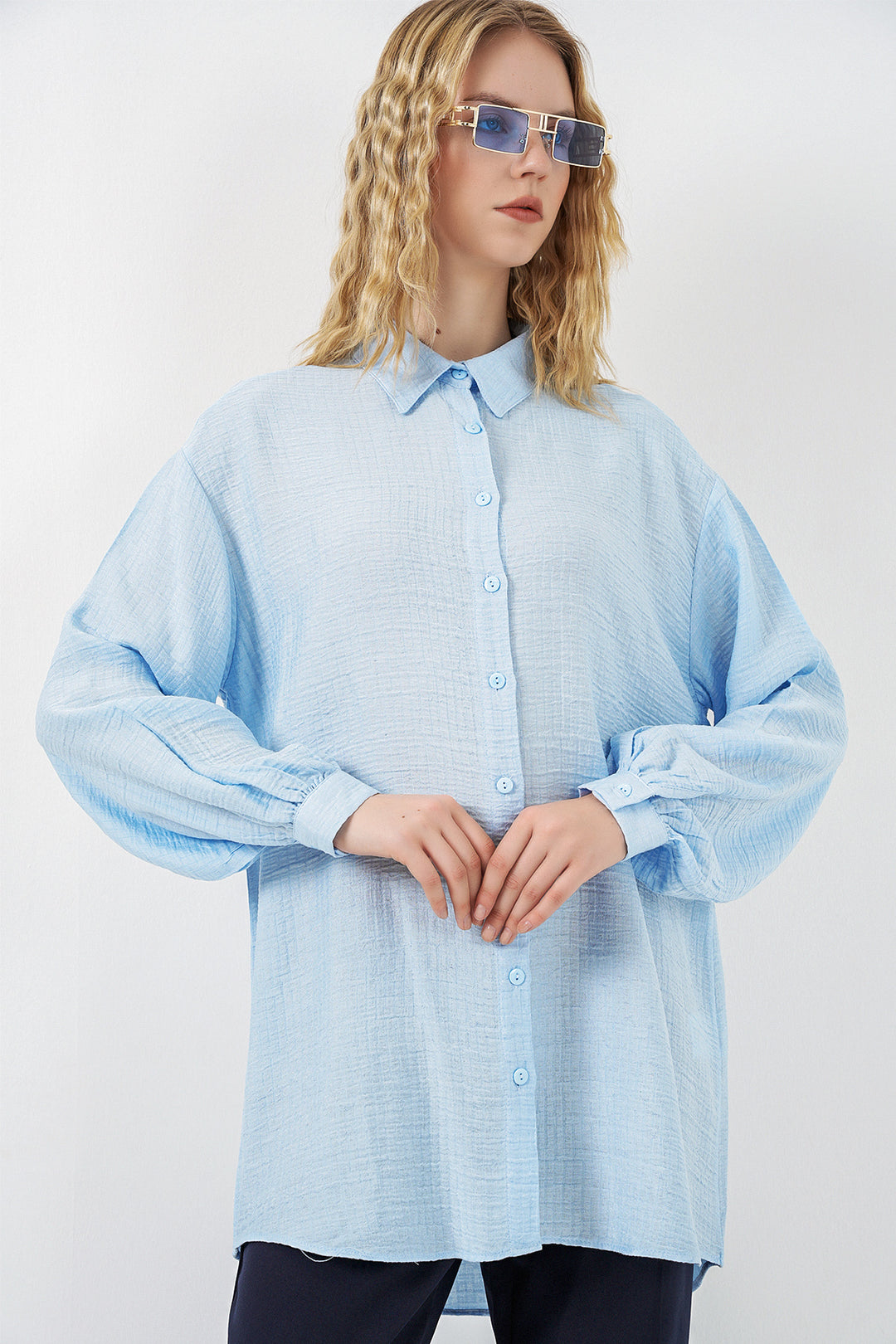 Bigdart Tunique Oversize Texturée Femme 5989 - Bleu