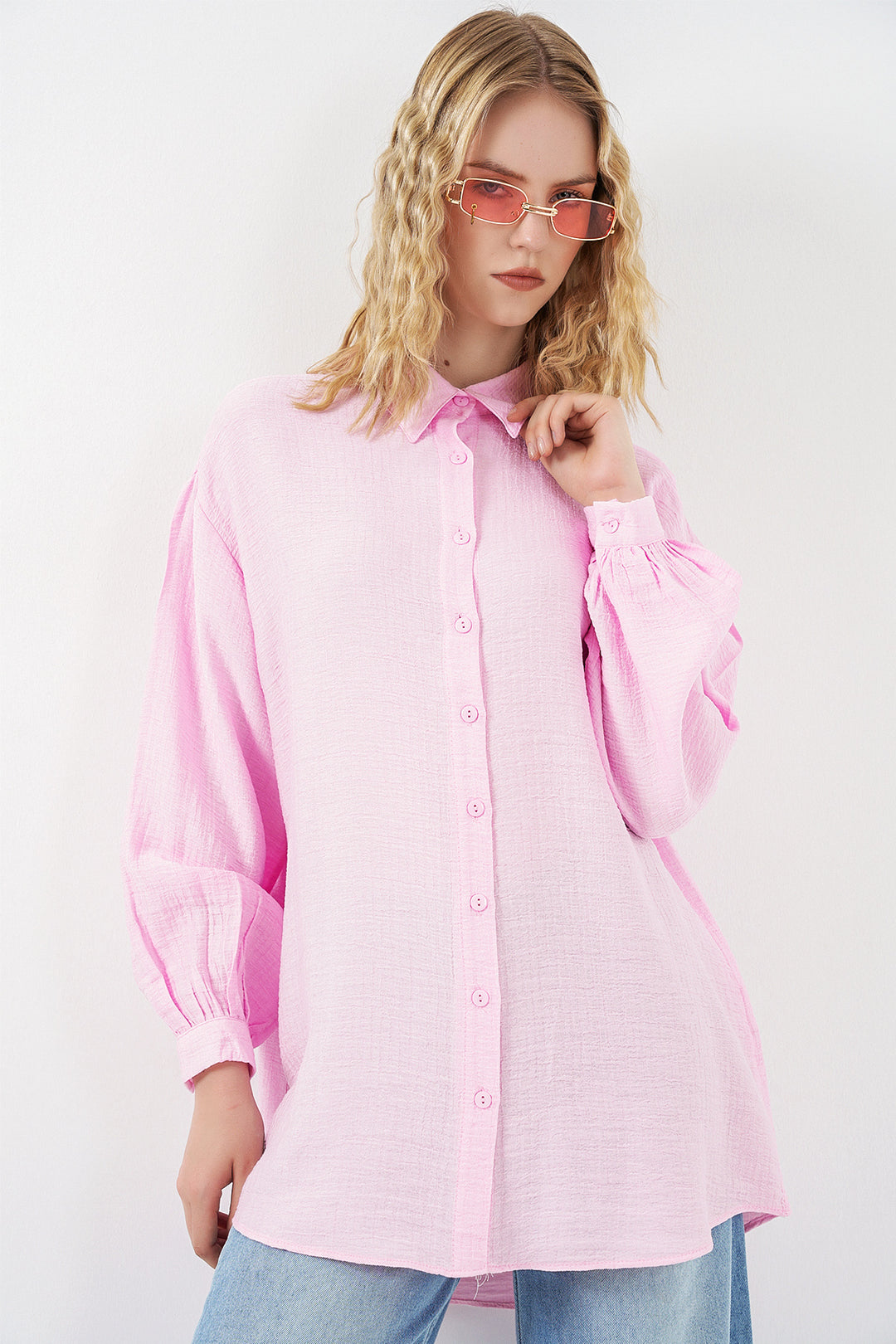 Bigdart Tunique Oversize Texturée Femme 5989 - Rose