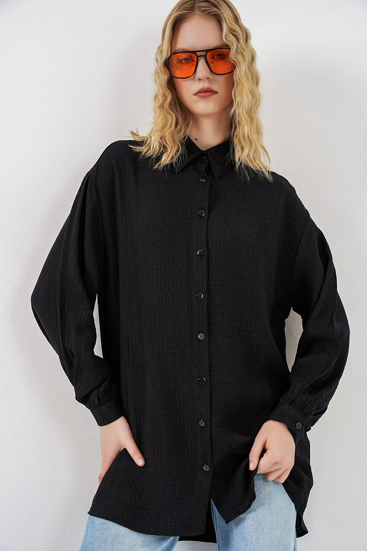 Bigdart Tunique Oversize Texturée Femme 5989 - Noir