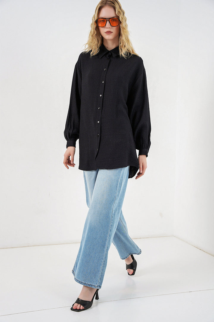 Bigdart Tunique Oversize Texturée Femme 5989 - Noir