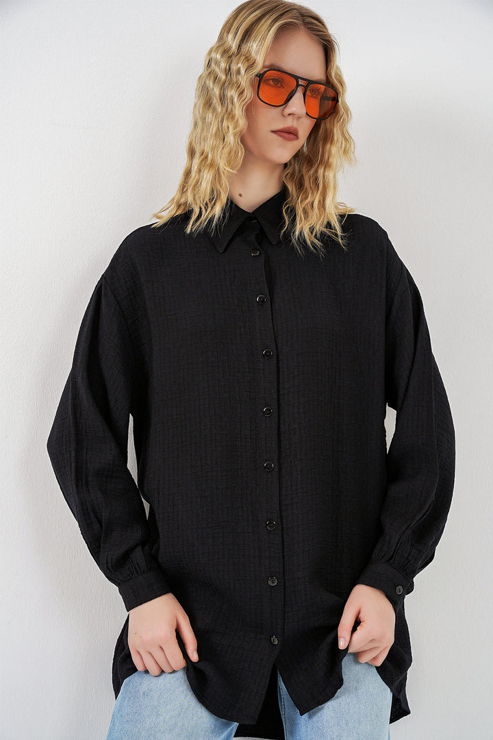 Bigdart Tunique Oversize Texturée Femme 5989 - Noir