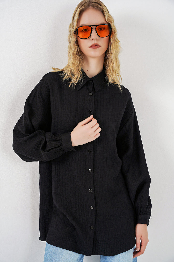 Bigdart Tunique Oversize Texturée Femme 5989 - Noir