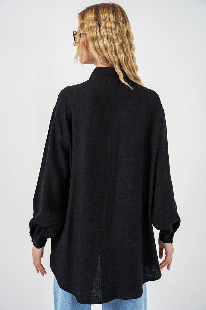 Bigdart Tunique Oversize Texturée Femme 5989 - Noir
