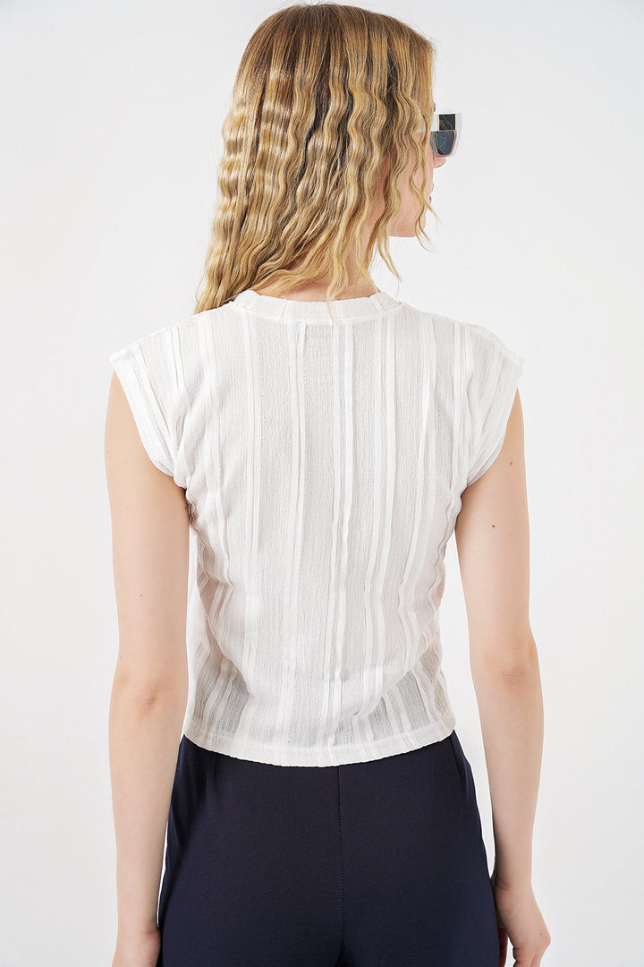 Bigdart Blouse Tricotée Élastique Sans Manches Femme 991 - Blanc