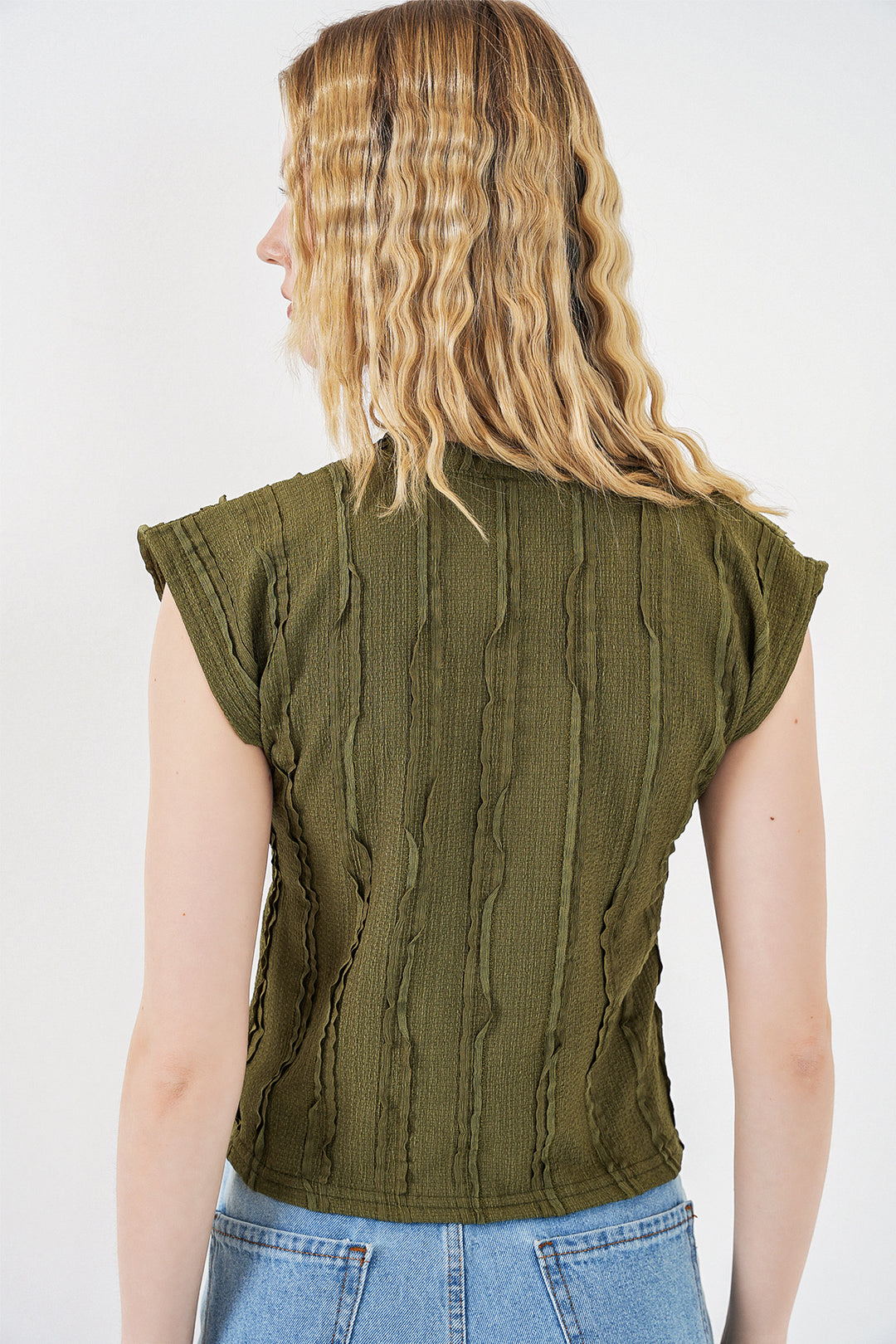 Bigdart Blouse Tricotée Élastique Sans Manches Femme 991 - Kaki