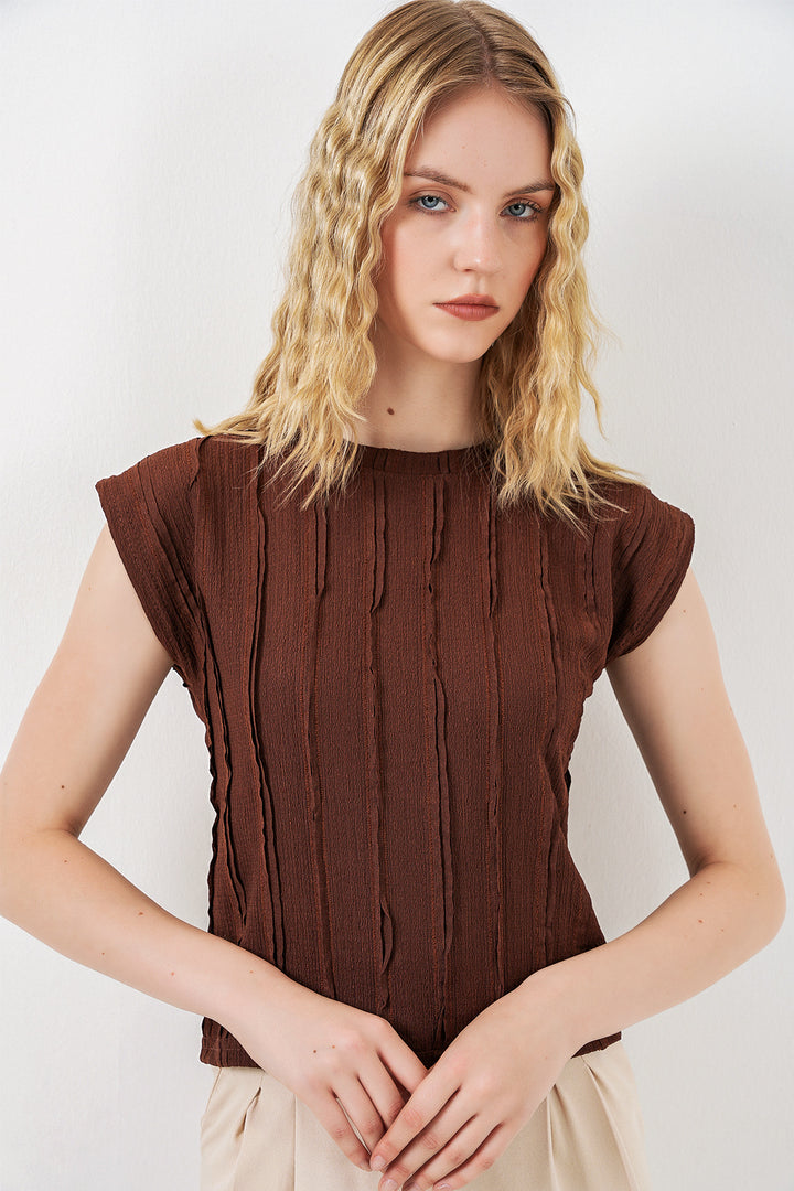 Bigdart Blouse Tricotée Élastique Sans Manches Femme 991 - Marron