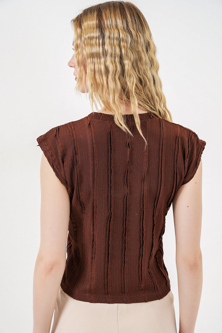 Bigdart Blouse Tricotée Élastique Sans Manches Femme 991 - Marron