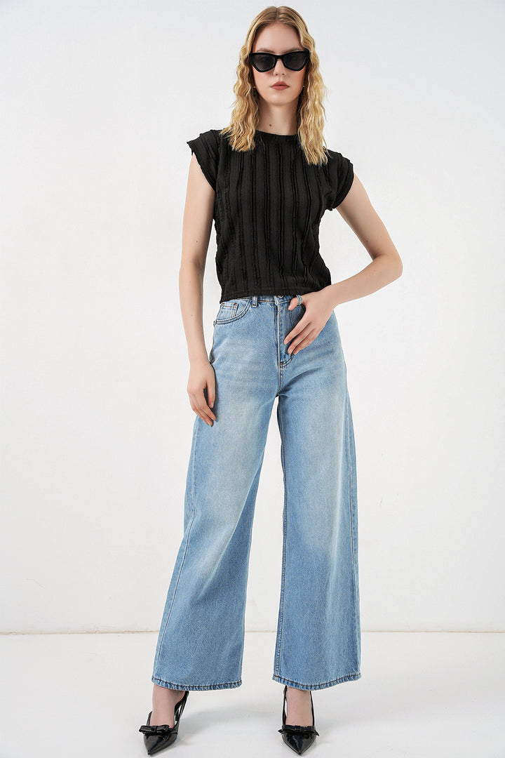 Bigdart Blouse en tricot à col zéro pour femme 991 - Noir