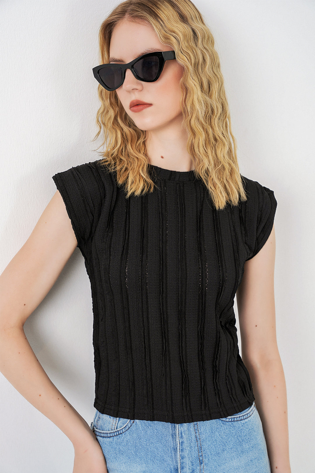 Bigdart Blouse en tricot à col zéro pour femme 991 - Noir