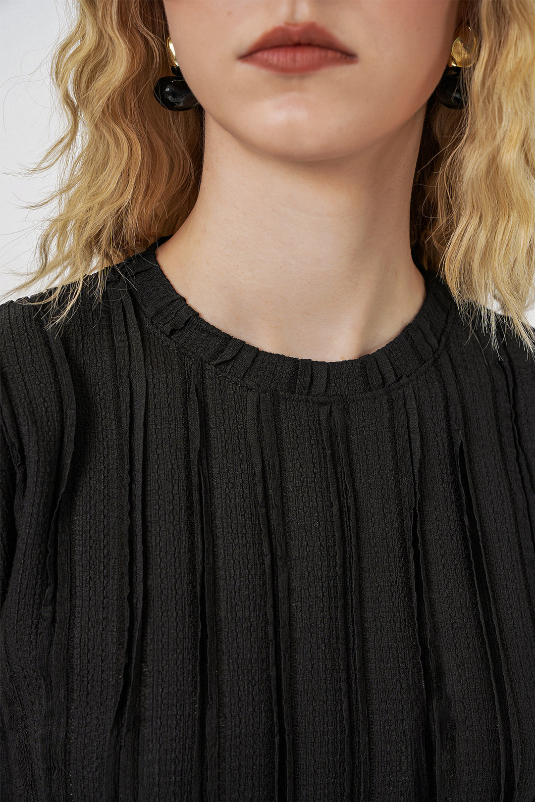 Bigdart Blouse en tricot à col zéro pour femme 991 - Noir
