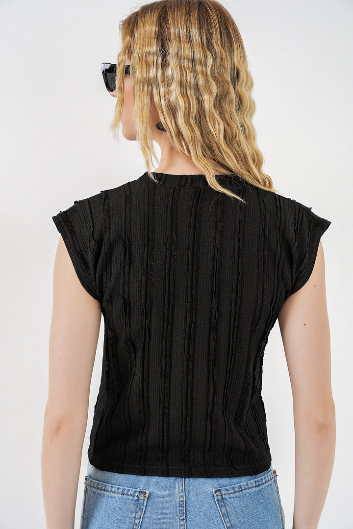 Bigdart Blouse en tricot à col zéro pour femme 991 - Noir