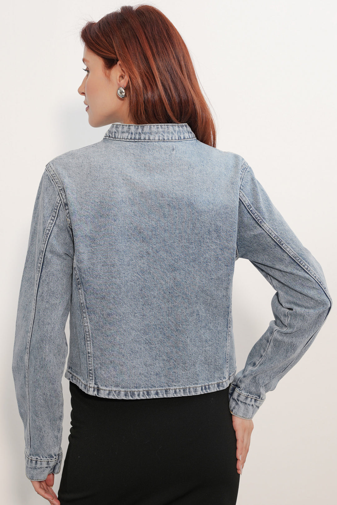 Bigdart Veste en jean à détails de boutons pour femme 0771 - Bleu
