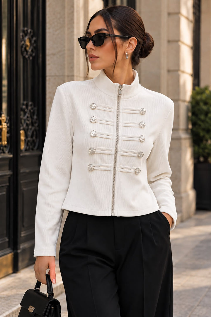 Bigdart Veste Napoléon à détails de boutons pour femme 0776 - Blanc