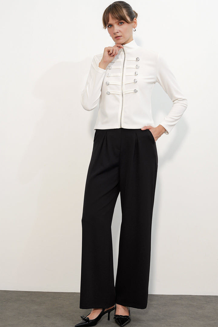Bigdart Veste Napoléon à détails de boutons pour femme 0776 - Blanc