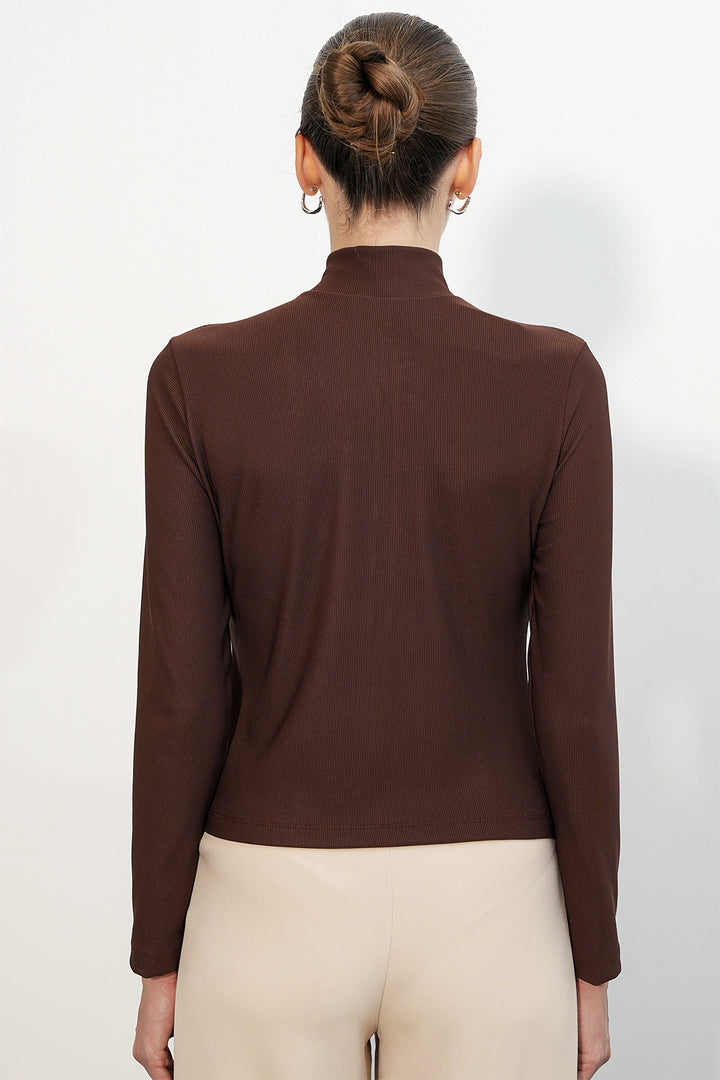 Bigdart Veste Napoléon à détails de boutons pour femme 0776 - Marron