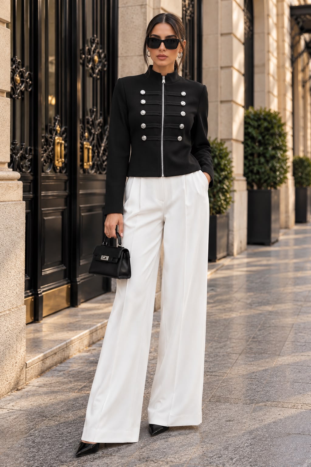 Bigdart Veste Napoléon à détails de boutons pour femme 0776 - Noir