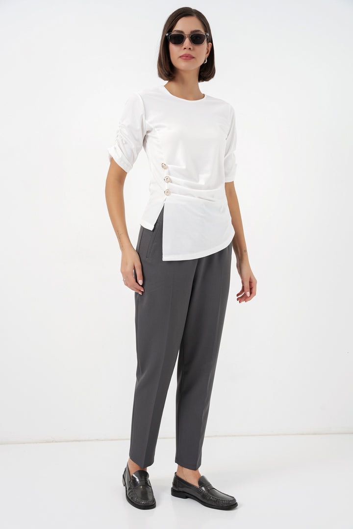 Bigdart Blouse Sandy à détails de boutons pour femme 992 - Blanc