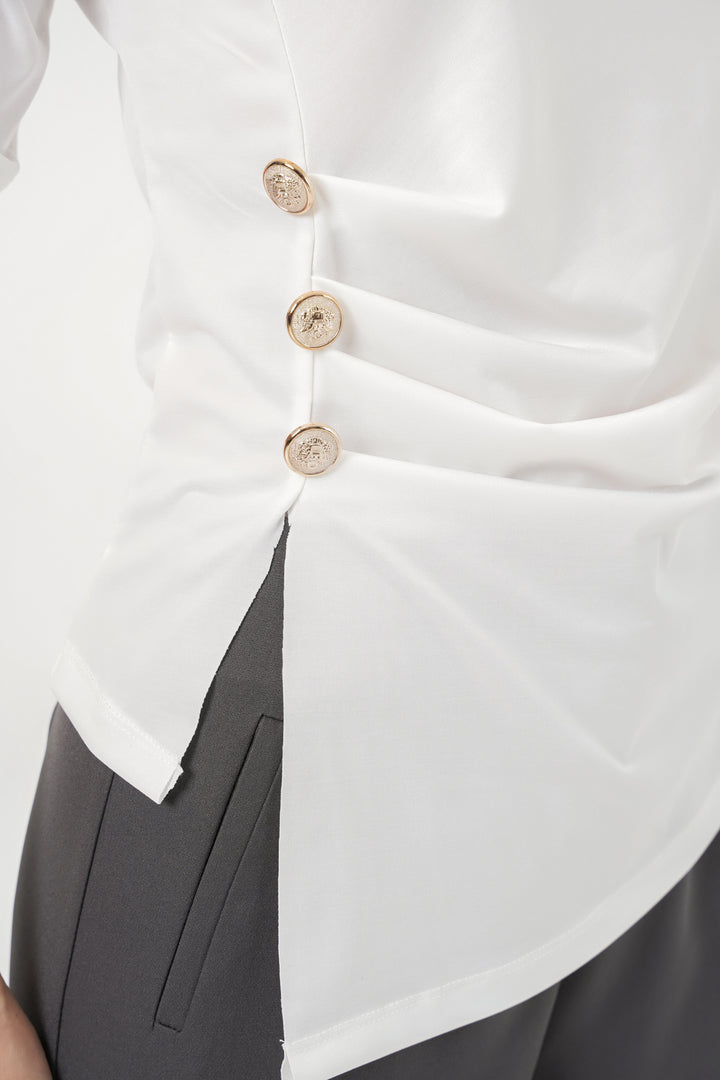 Bigdart Blouse Sandy à détails de boutons pour femme 992 - Blanc