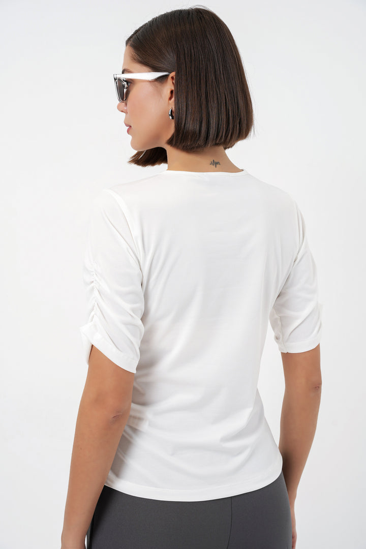 Bigdart Blouse Sandy à détails de boutons pour femme 992 - Blanc