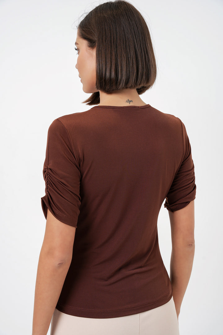 Bigdart Blouse Sandy à détails de boutons pour femme 992 - Marron