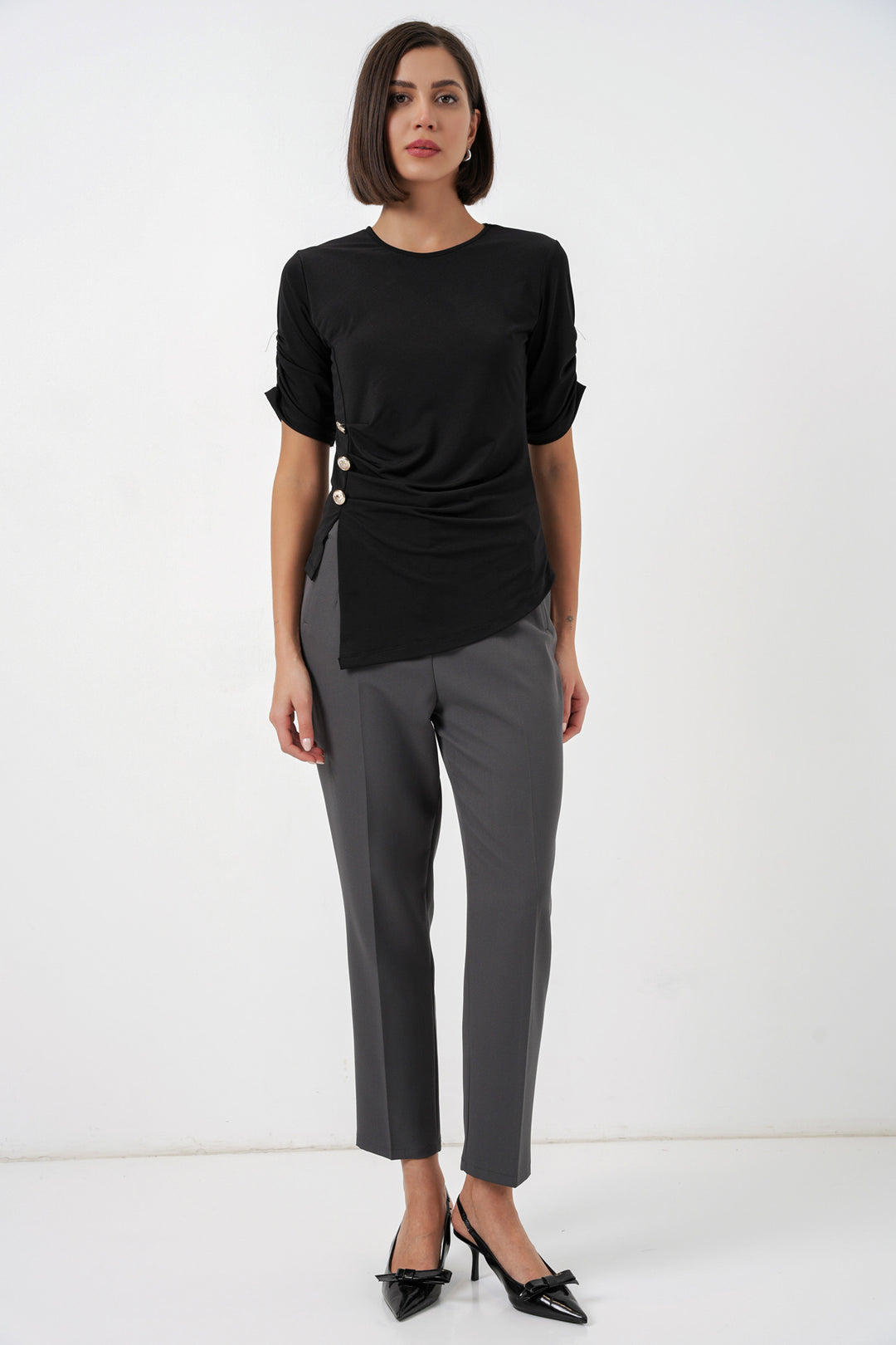Bigdart Blouse Sandy à détails de boutons pour femme 992 - Noir