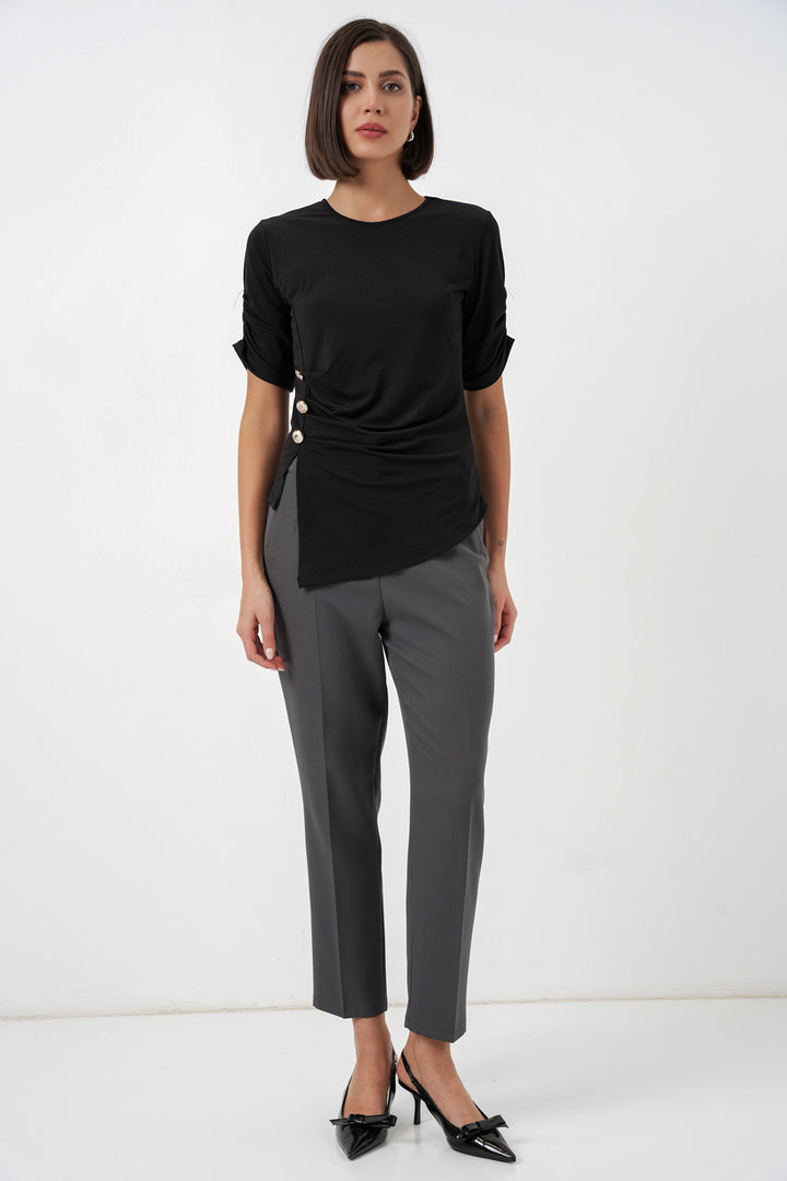 Bigdart Blouse Sandy à détails de boutons pour femme 992 - Noir