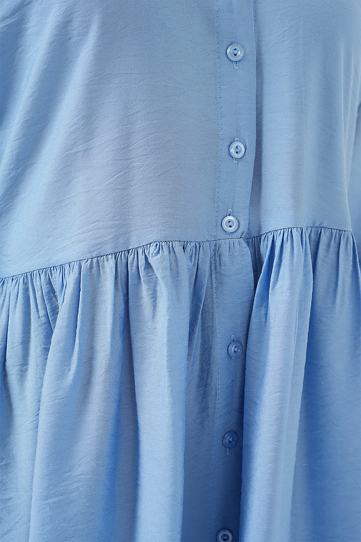 Bigdart Robe à manches courtes avec boutons pour femme 2559 - Indigo