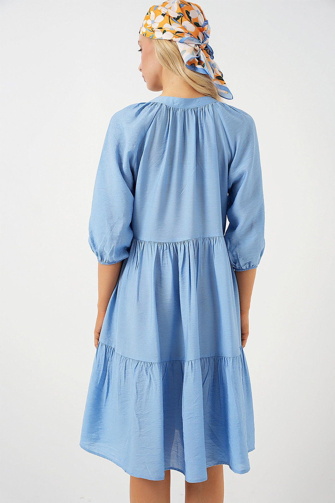 Bigdart Robe à manches courtes avec boutons pour femme 2559 - Indigo