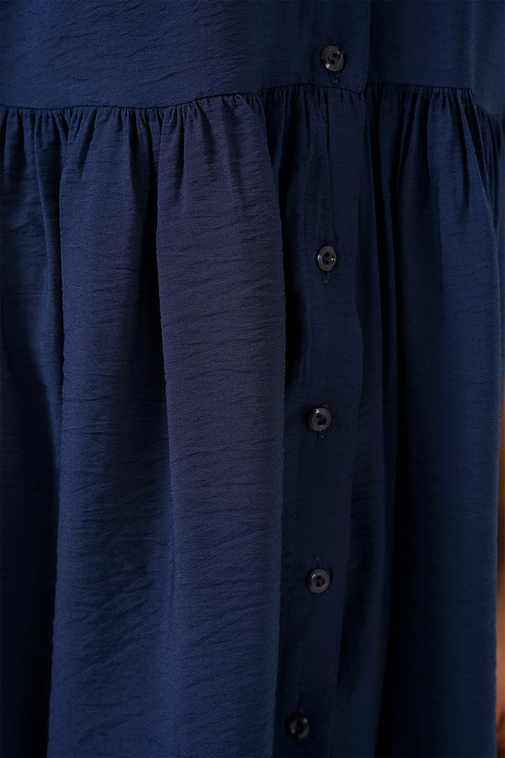 Bigdart Robe à Manches Courtes Boutonnée Femme 2559 - Bleu marine