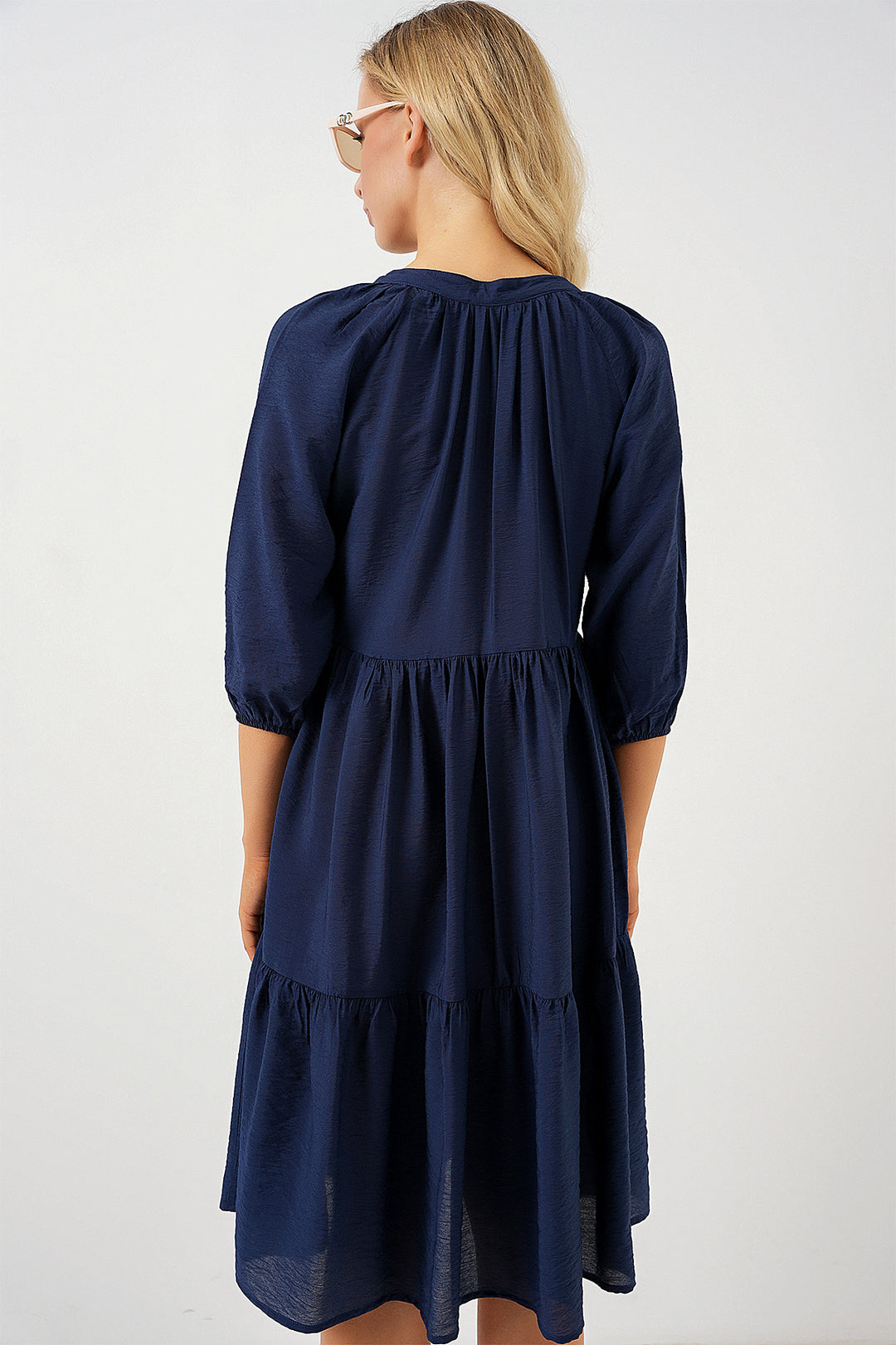 Bigdart Robe à Manches Courtes Boutonnée Femme 2559 - Bleu marine