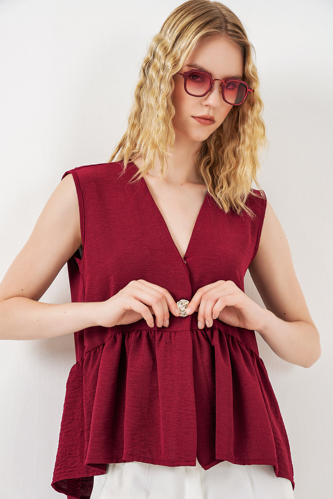 Bigdart Blouse à boutons sans manches 994 - Bordeaux
