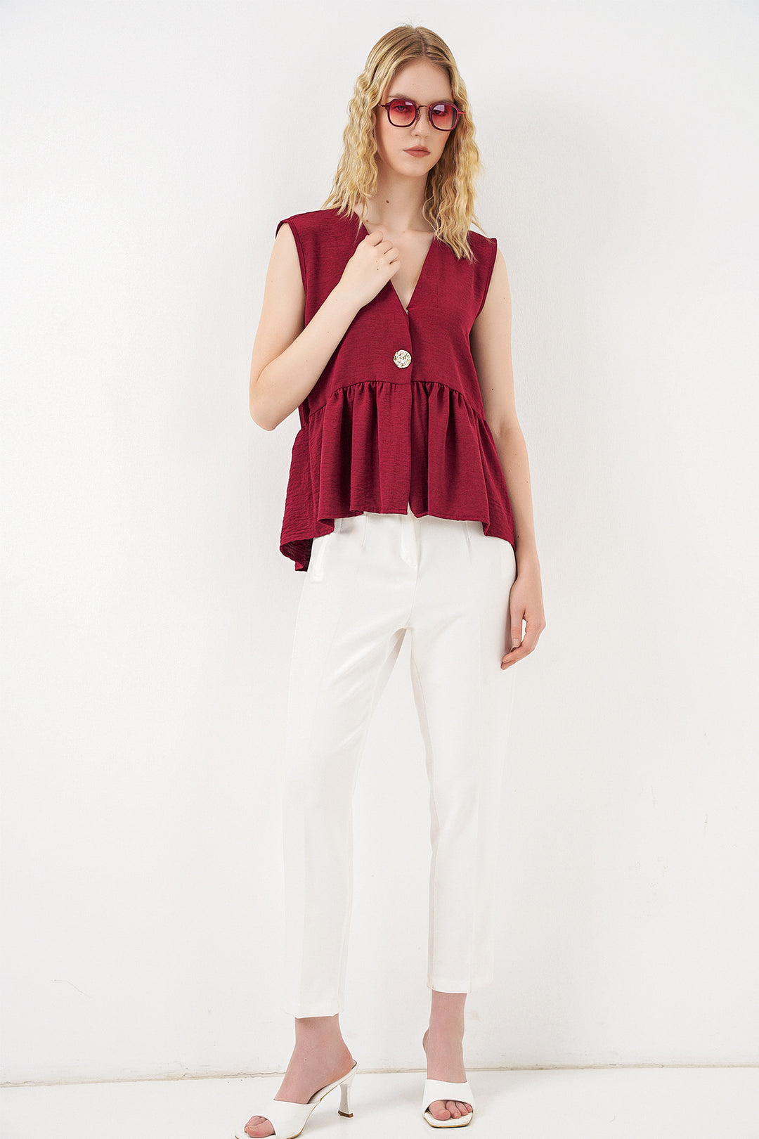 Bigdart Blouse à boutons sans manches 994 - Bordeaux