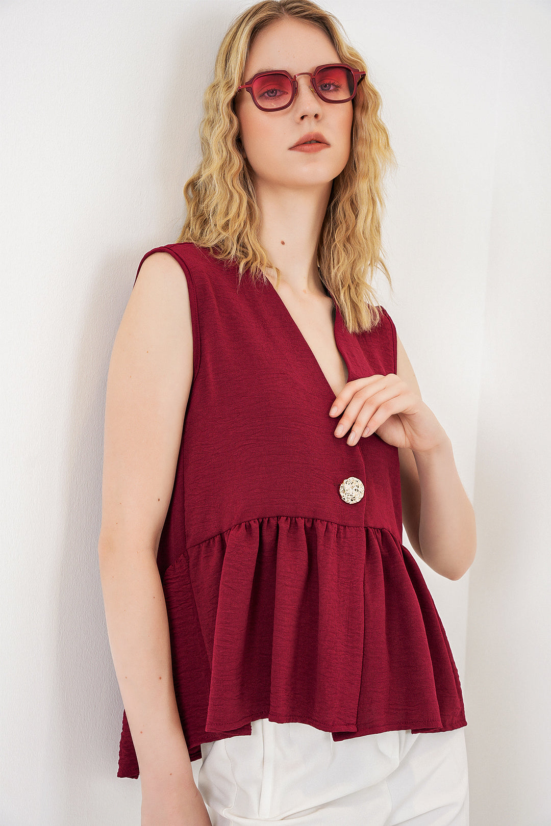 Bigdart Blouse à boutons sans manches 994 - Bordeaux