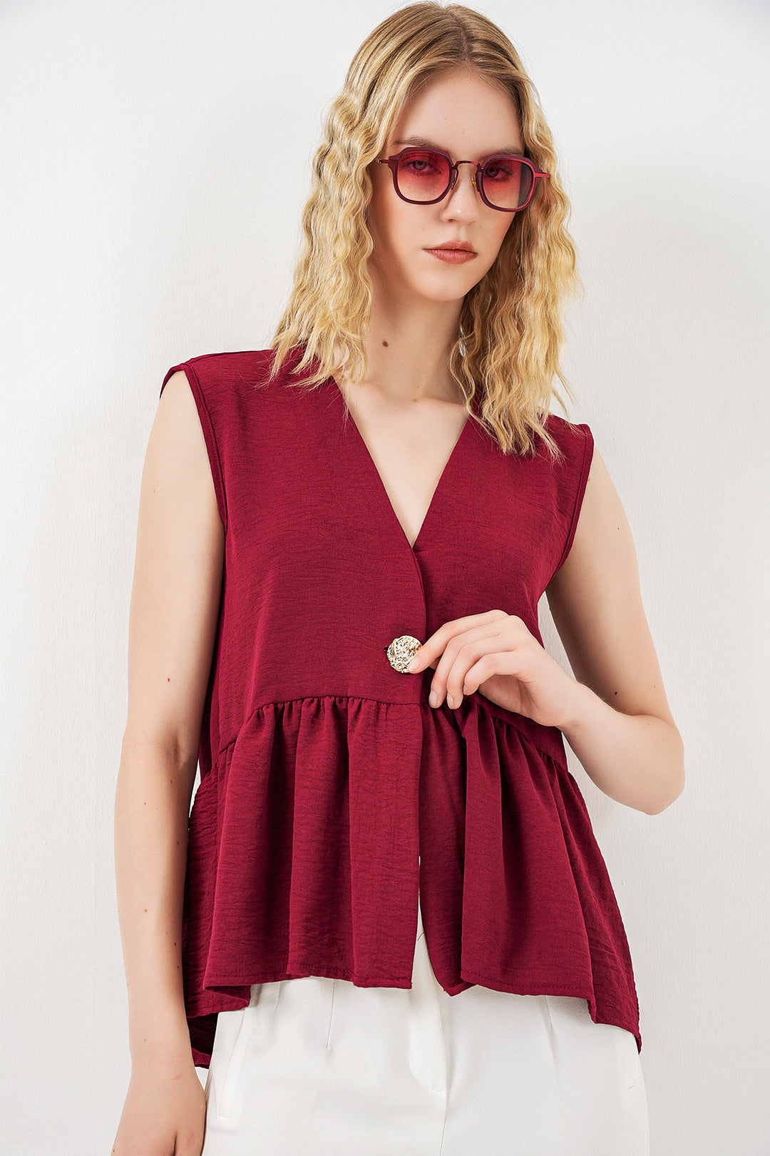 Bigdart Blouse à boutons sans manches 994 - Bordeaux