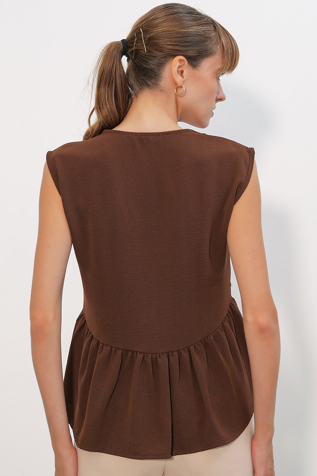 Bigdart Blouse sans manches à boutons pour femmes 994 - Marron