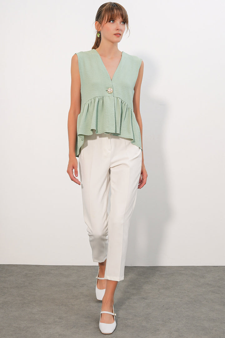 Bigdart Blouse à boutons sans manches 994 - Menthe