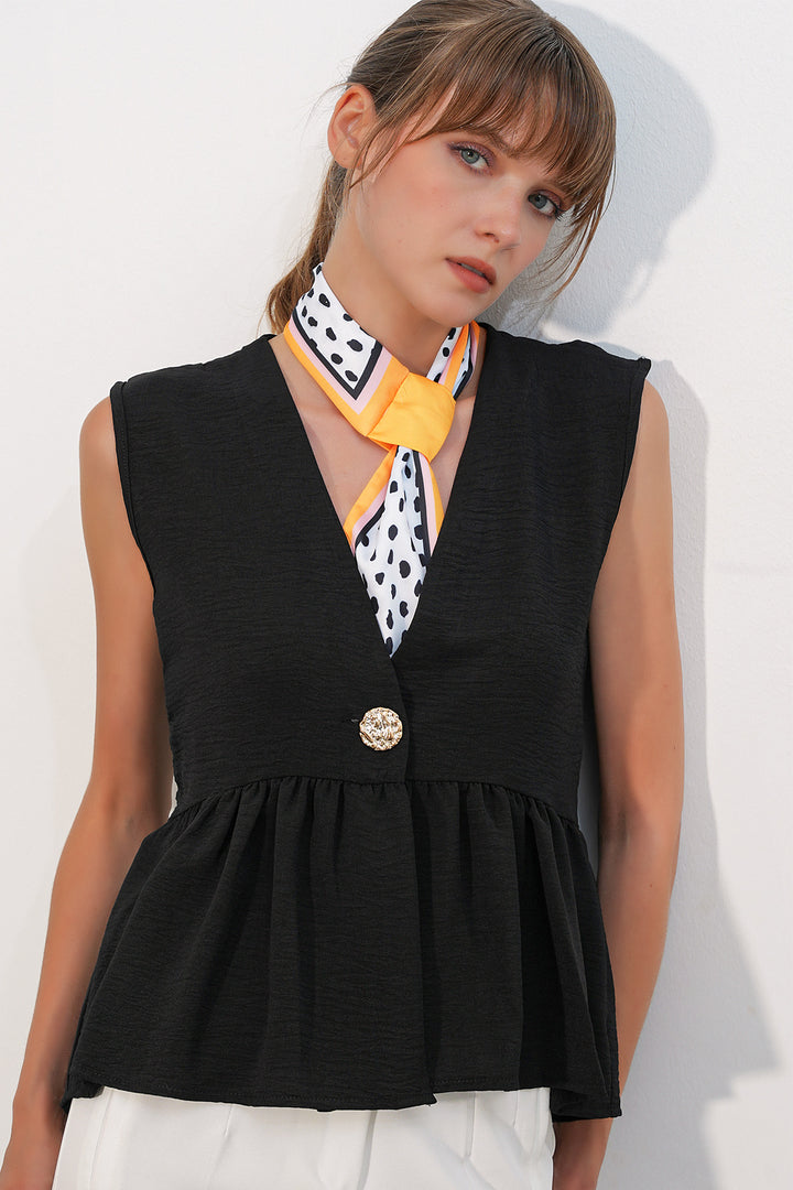 Bigdart Blouse sans manches à boutons pour femmes 994 - Noir